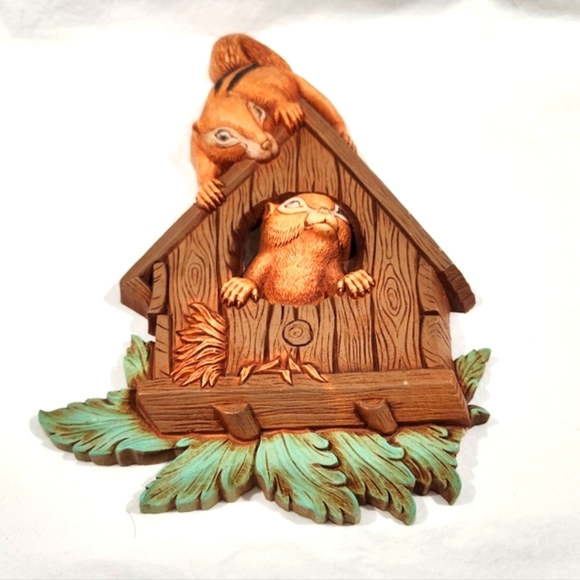 Vintage Homco Woodland Wall Plaques Decor 70s Cottagecore Raccoon & Chipmunks - Picture 12 of 16